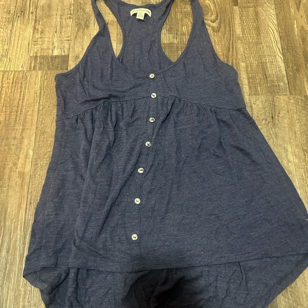 American Eagle Outfitters Dark Blue Button-Front Tank Top